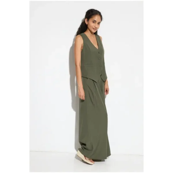 ÜTOPYA Conjunto Xia Moda Mujer - Conjunto de dos piezas para mujer, con chaleco entallado y pantalón palazzo. Disponible en varios colores, ideal para eventos, oficina o looks casuales con estilo. Realza la silueta con un toque moderno, cómodo y elegante. - Image 2